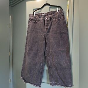 Old Navy Women's Dark Gray black wide leg jeans